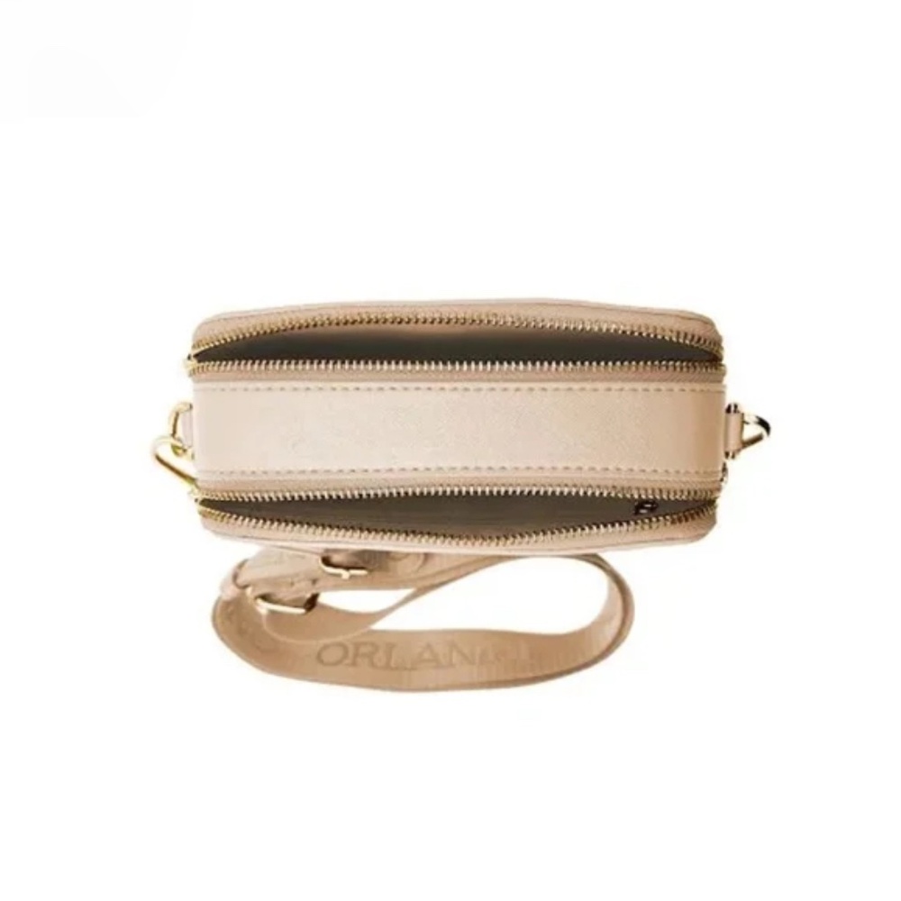 NWT Valentino Orlandi Studded Double Zip Camera Crossbody Bag – Taupe - Picture 5 of 5